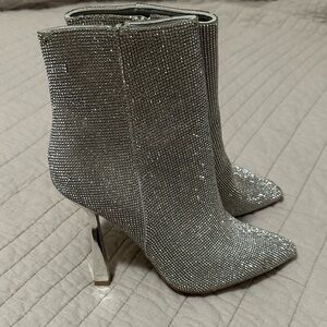 Madden Girl Sparkling Silver Heeled Boots